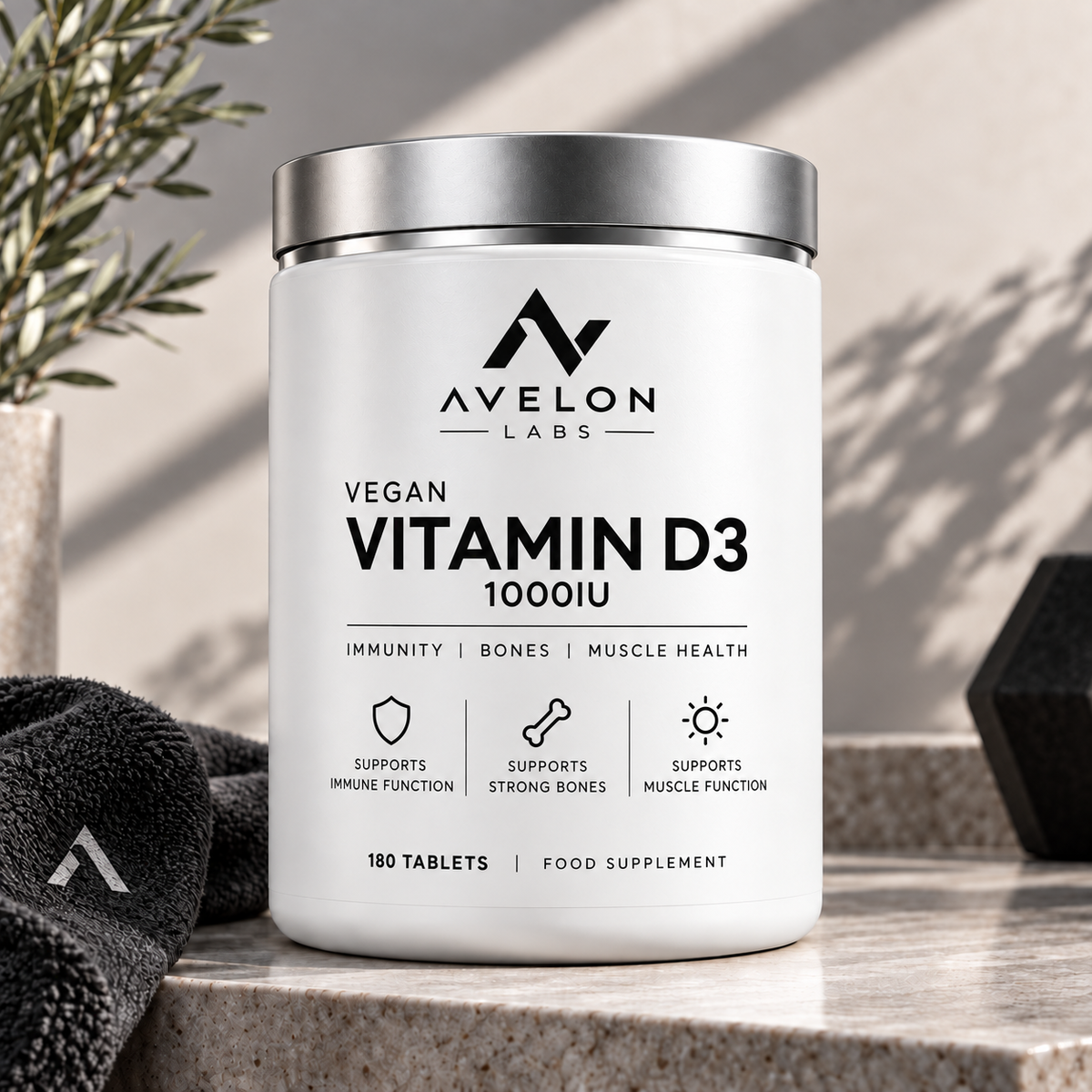 Avelon Labs Vegan Vitamin D3 1000IU – 180 Tablets